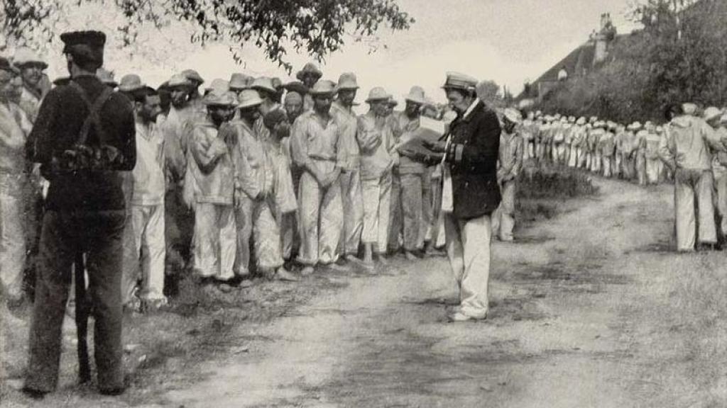 Prisioneros de guerra españoles en Seavey's Island, Portsmouth, New Hampshire.