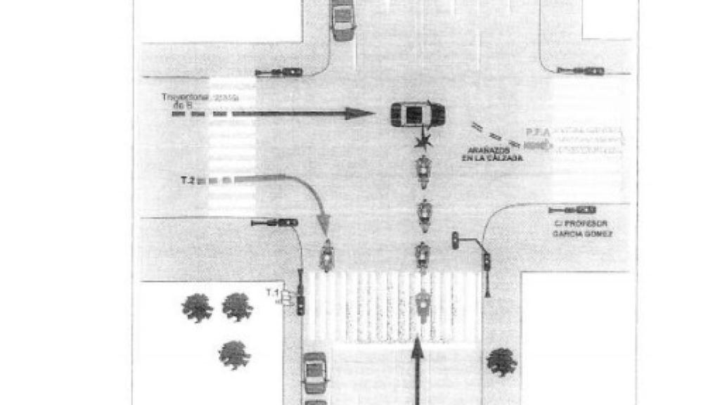 Croquis del atestado del accidente.