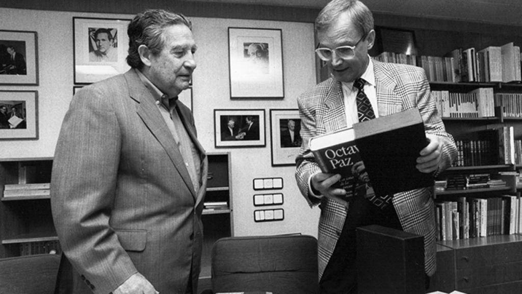 Octavio-Paz-y-Hans-Meinke-en-Barcelona-1991