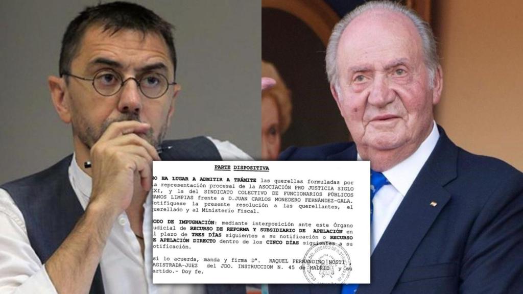 Juan Carlos Monedero, fundador e ideólogo de Podemos, y el rey emérito, Juan Carlos I.