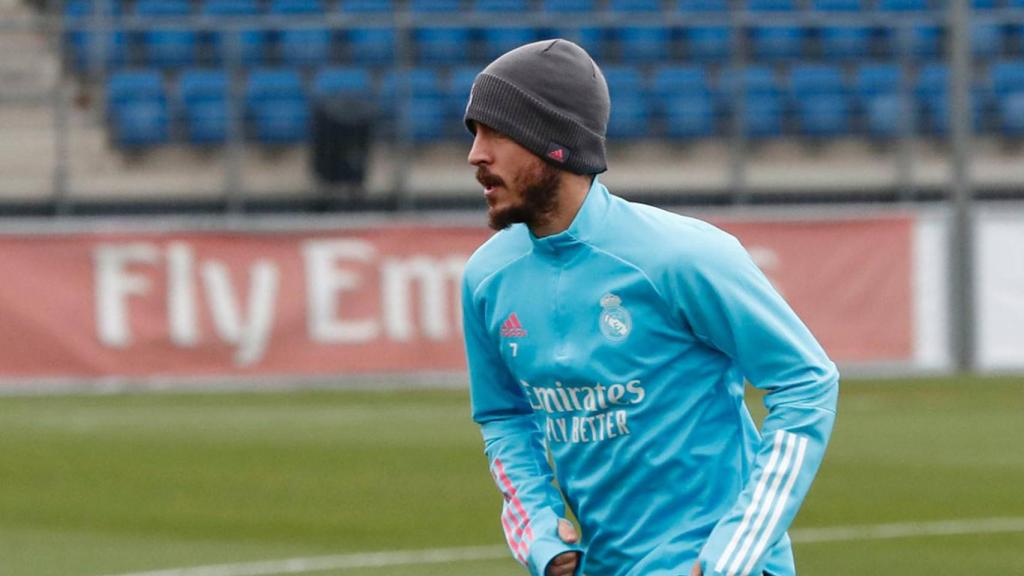 Eden Hazard, durante un entrenamiento del Real Madrid