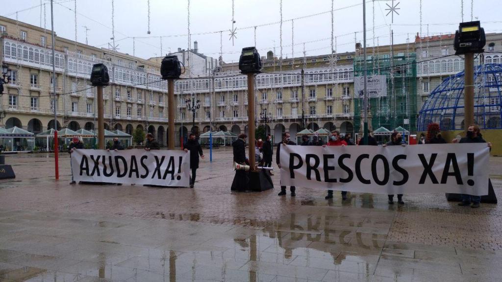 Concentración de hosteleros y comerciantes en A Coruña