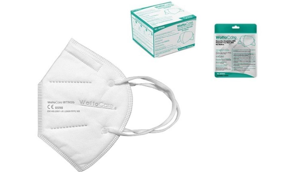 Un pack de 20 unidades de mascarillas tipo FFP2 de la marca Wottocare a 27,96 euros.