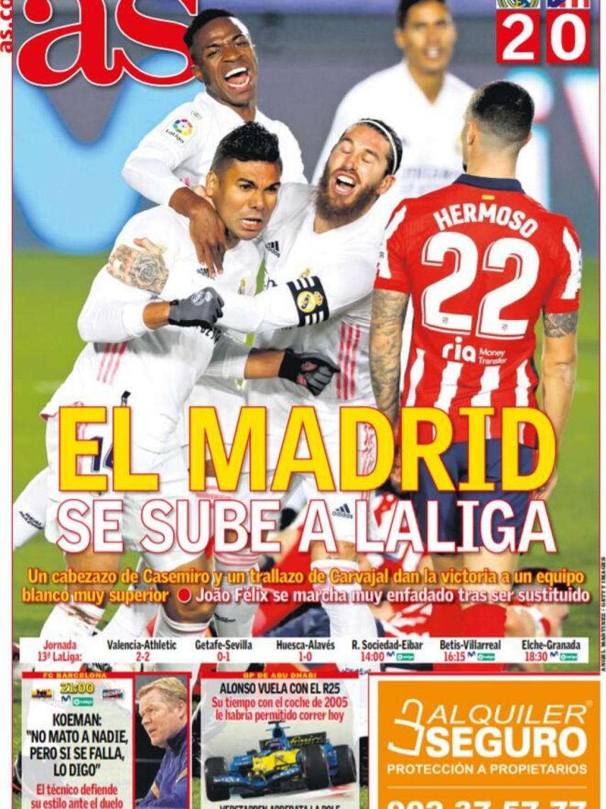 La portada del diario AS (13/12/2020)