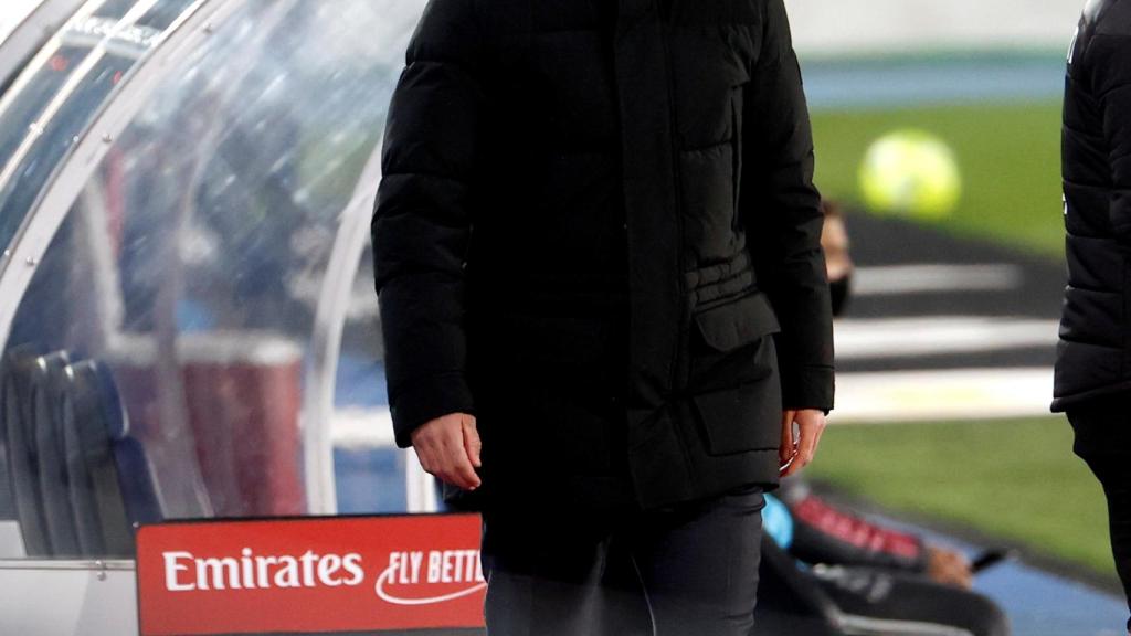 Zinedine Zidane, durante el derbi ante el Atlético