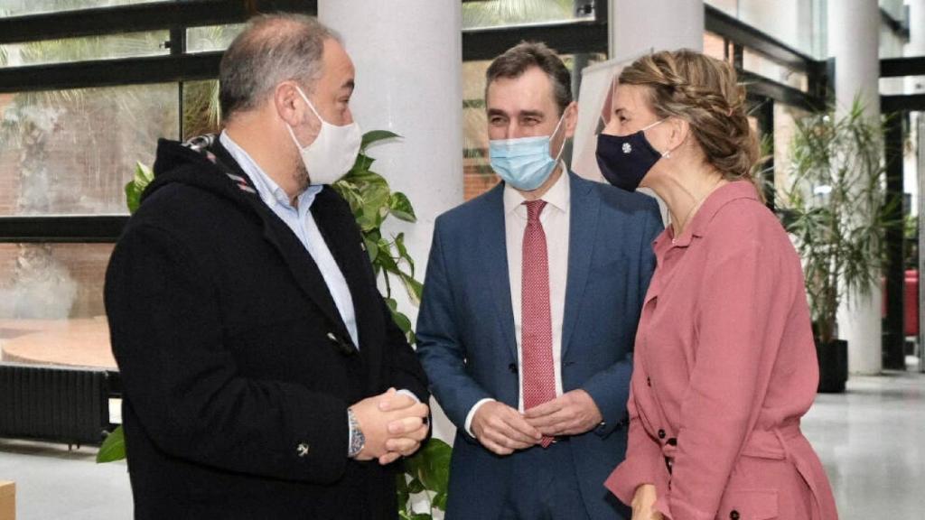 Garde, Tierraseca y Díaz, de izquierda a derecha, este lunes en Albacete