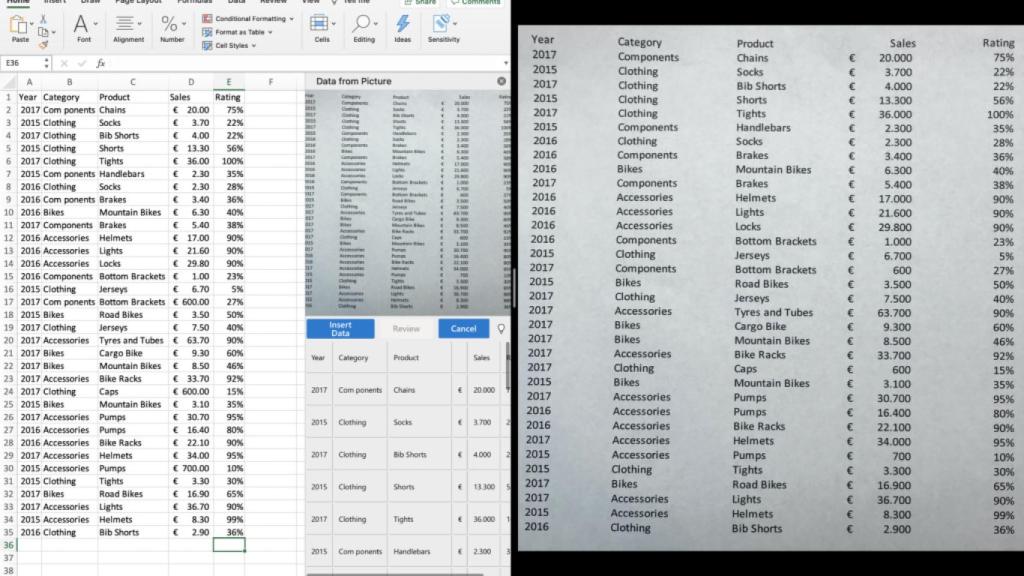 Continuity Camera de Excel.