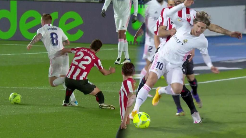 Raúl García expulsado por doble amarilla ante el Real Madrid