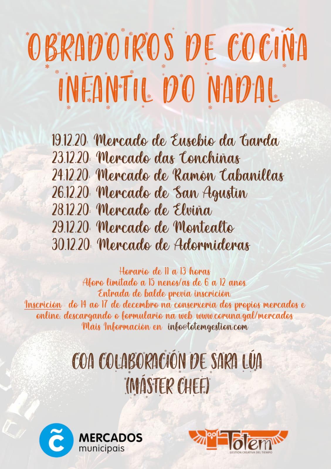 Cartel de los talleres de cocina (Concello da Coruña).