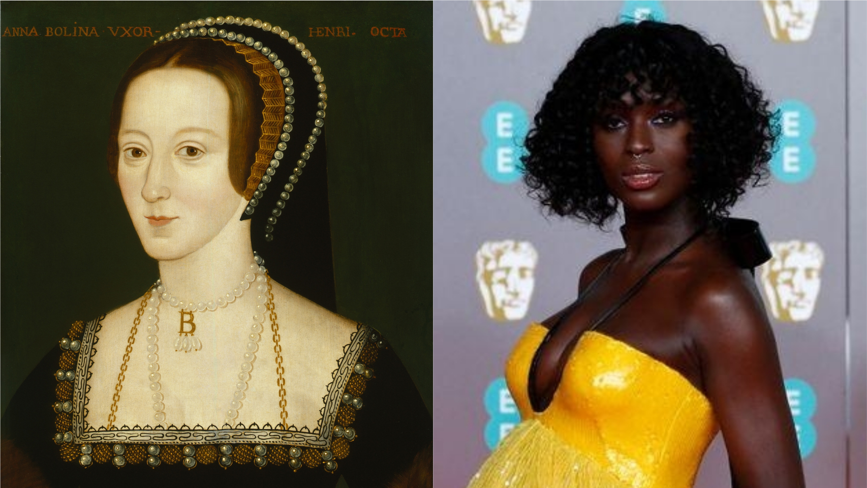 Retrato de Ana Bolena y una fotografía de Jodie Turner-Smith.