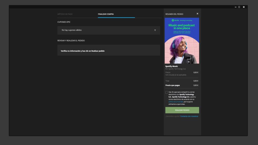 Obtener Spotify en la tienda de Epic es sencillo