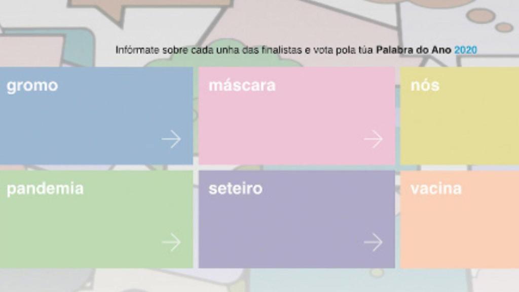 Gromo, máscara, pandemia, vacina, seteiro y nós: ¿Cuál será la palabra gallega del año?