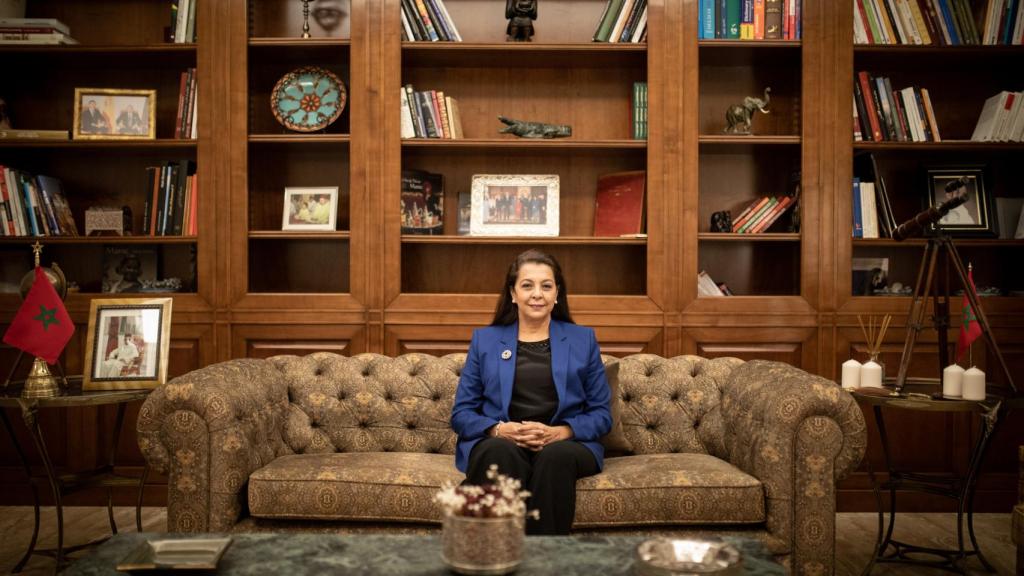 La embajadora de Marruecos en España, Karima Benyaich, durante la entrevista con EL ESPAÑOL.