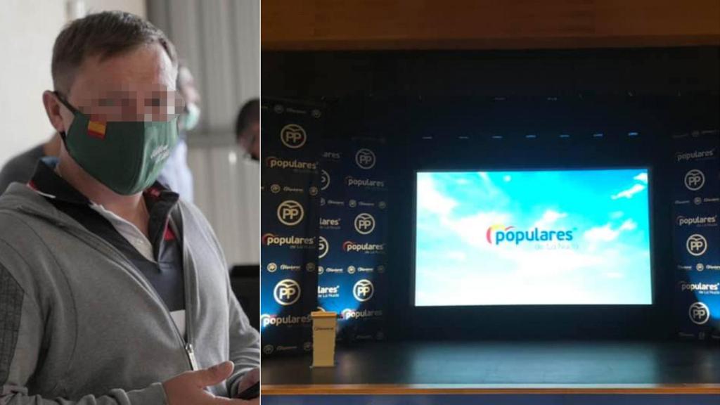 El conseguidor, Alexei Shirikov, y una foto de un mitin del PP al que acudió en Alicante.