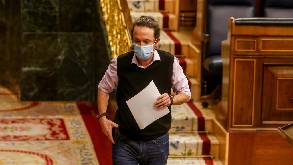 El vicepresidente segundo del Gobierno, Pablo Iglesias, durante una sesión de control al Ejecutivo.