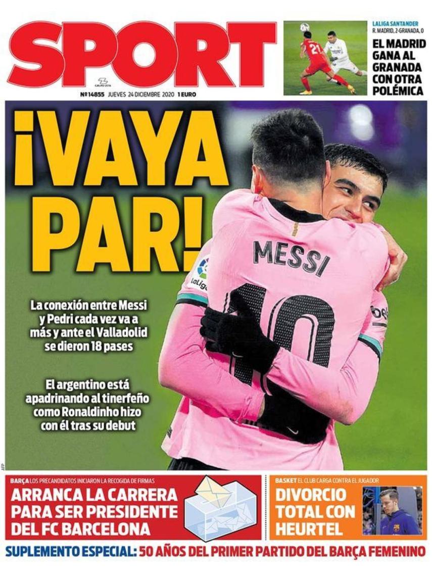 La portada del diario SPORT (24/12/2020)