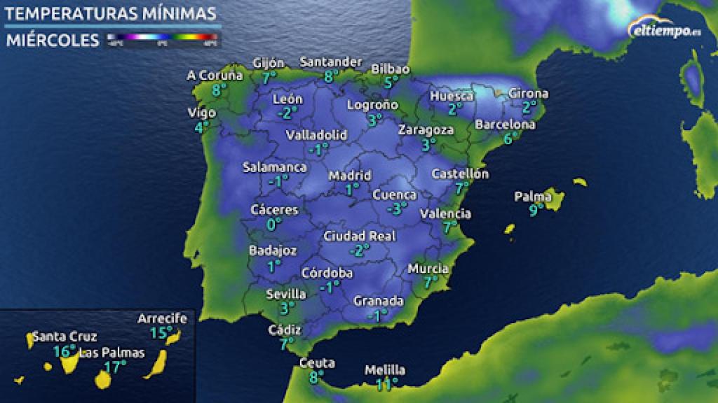 Temperaturas mínimas bajo la masa polar.