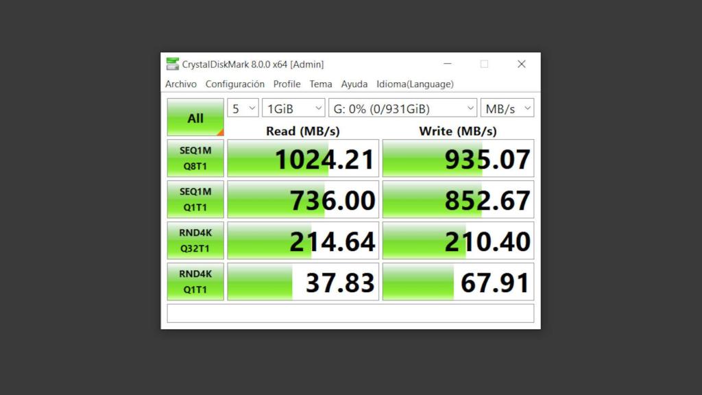 Prueba de rendimiento del WD My Passport SSD