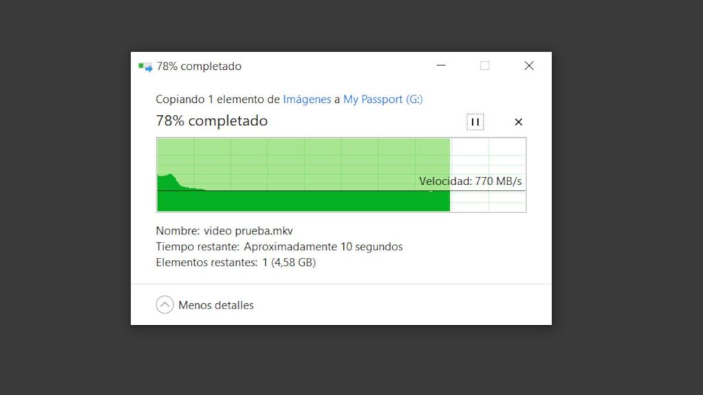 Copia de archivos en un WD My Passport SSD