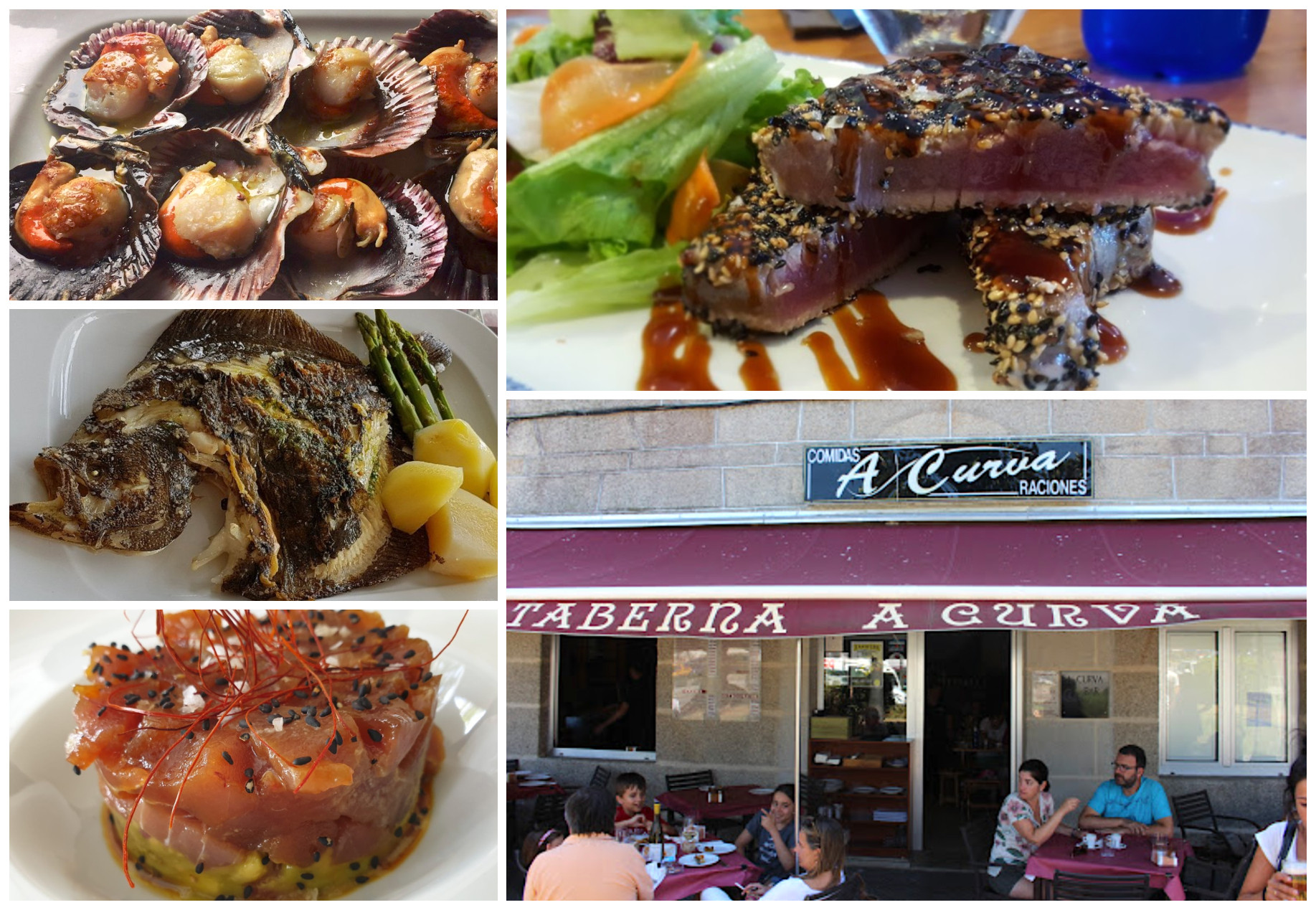 Variedad de platos en A Curva (Portonovo)