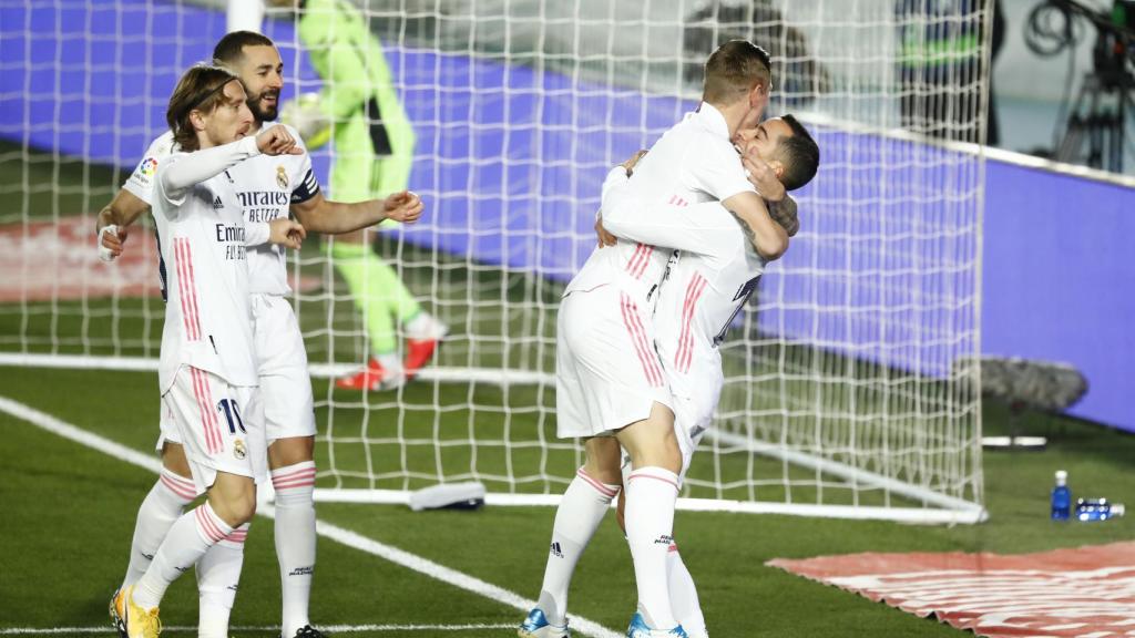 Lucas Vázquez celebra su gol al Celta de Vigo