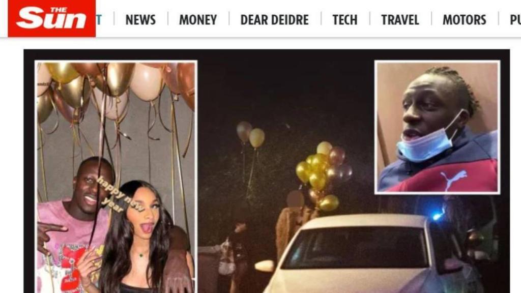 La portada digital de The Sun con la información de Benjamin Mendy y su fiesta ilegal