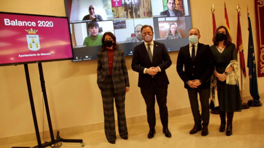 Presentación del balance de 2020 del alcalde de Albacete, Vicente Casañ, y su equipo