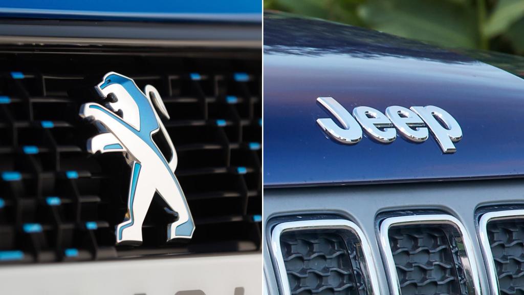 Emblemas de Peugeot y Jeep, las marcas más representativas de Stellantis.
