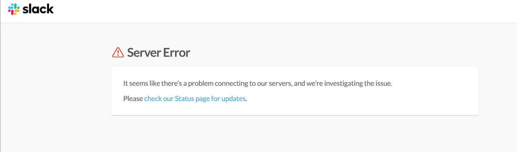 Mensaje de error de Slack