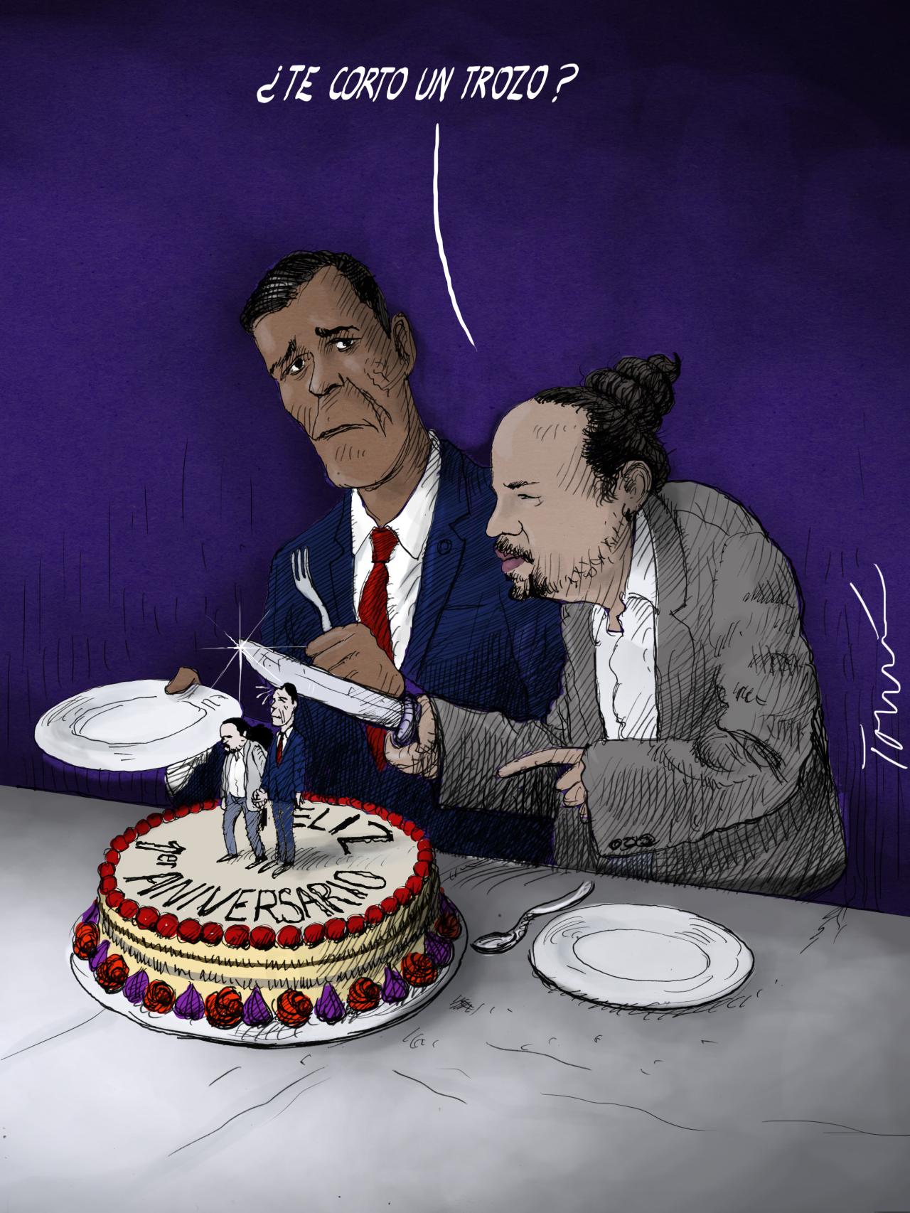 Pablo corta el pastel