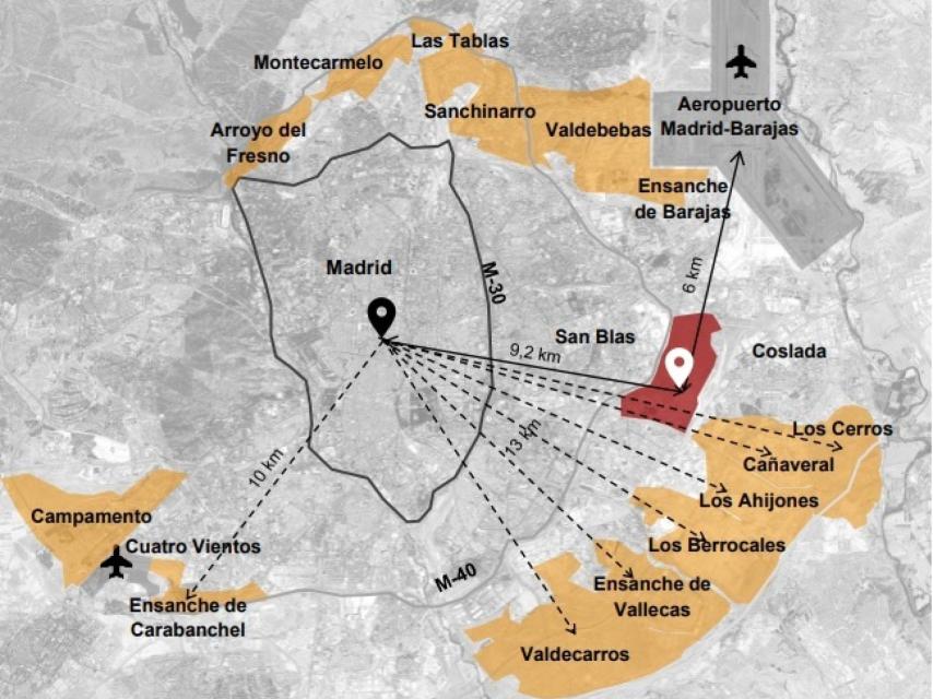 En rojo, la ubicación de Nueva Centralidad del Este.