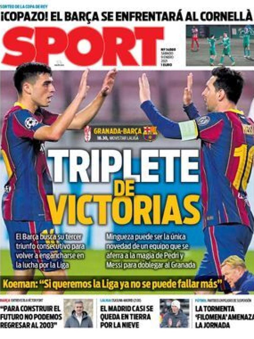 La portada del diario SPORT (09/01/2021)