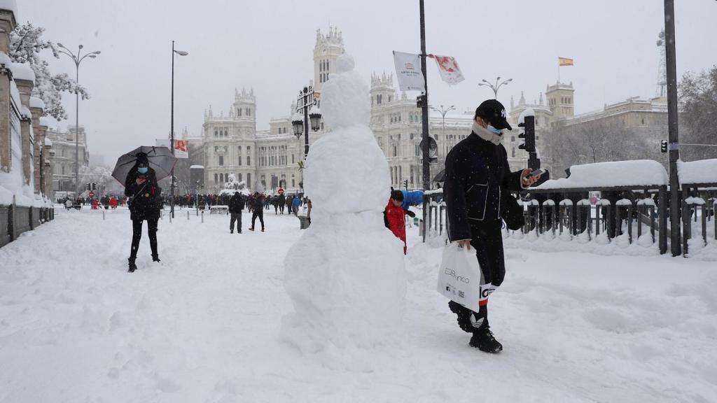 Estampa que Filomena ha dejado en pleno centro de Madrid.