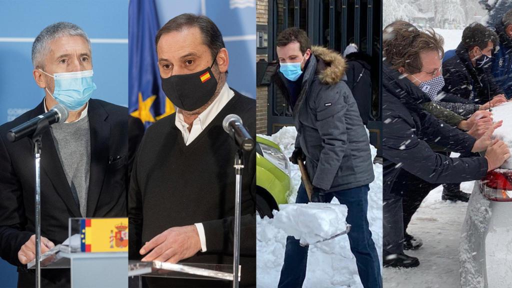 De izda. a dcha.: Fernando Grande-Marlaska, José Luis Ábalos, Pablo Casado y José Luis Martínez-Almeida.