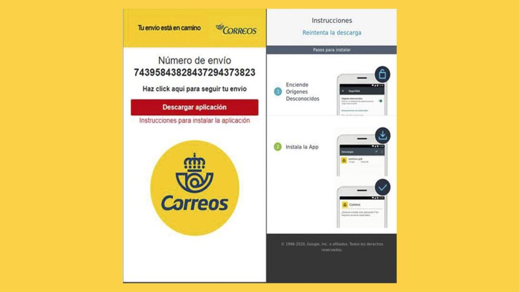 Captura del SMS falso de Correos.