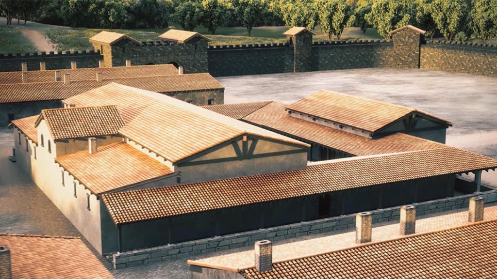 Reconstrucción del campamento romano.