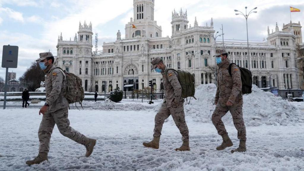 Militares en Madrid, una de las zonas donde más se ha cebado Filomena