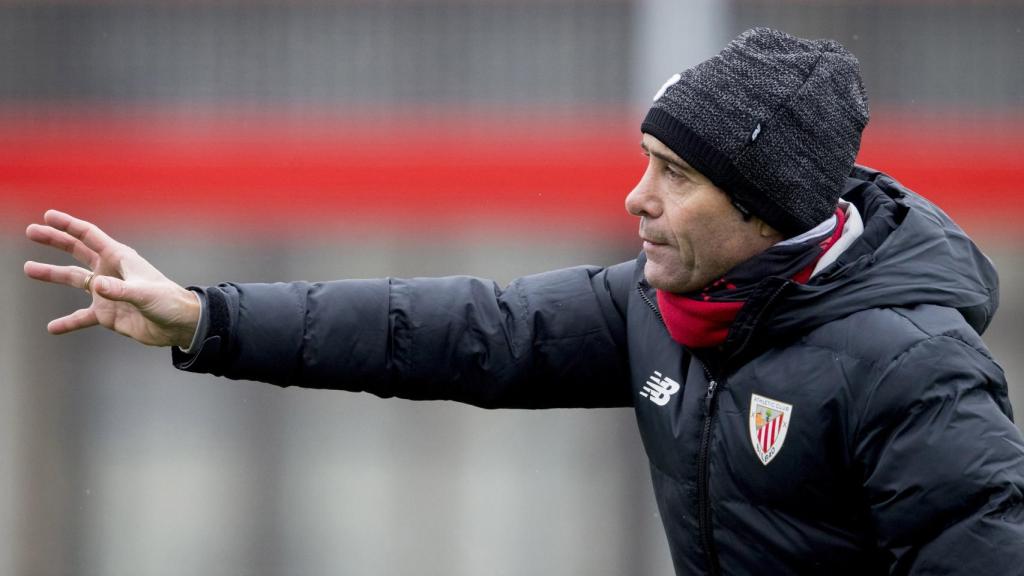 Marcelino García Toral en un entrenamiento con el Athletic