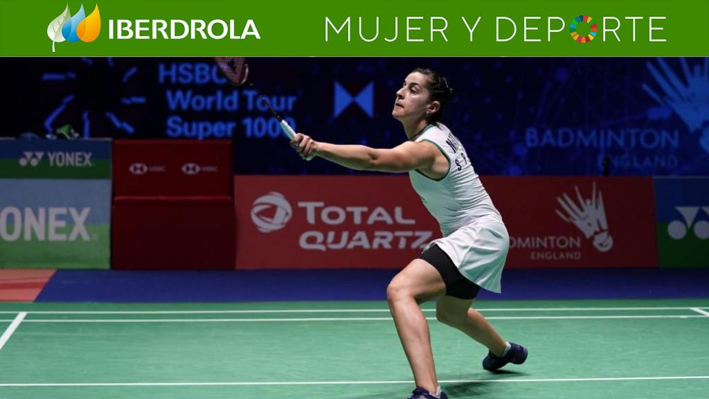 Carolina Marín, durante su primer partido del 2021