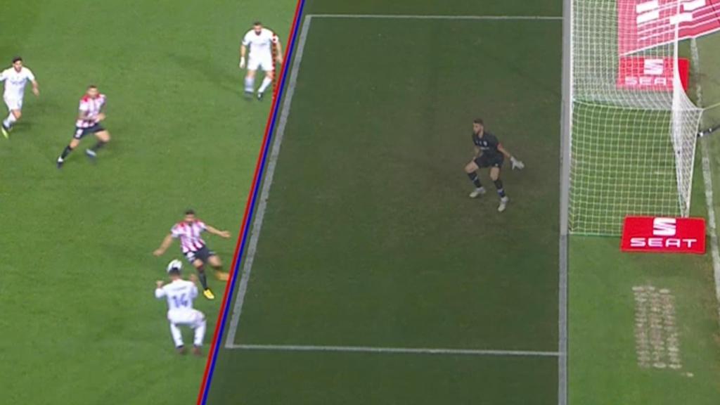 Posición legal de Benzema en el gol al Athletic Club