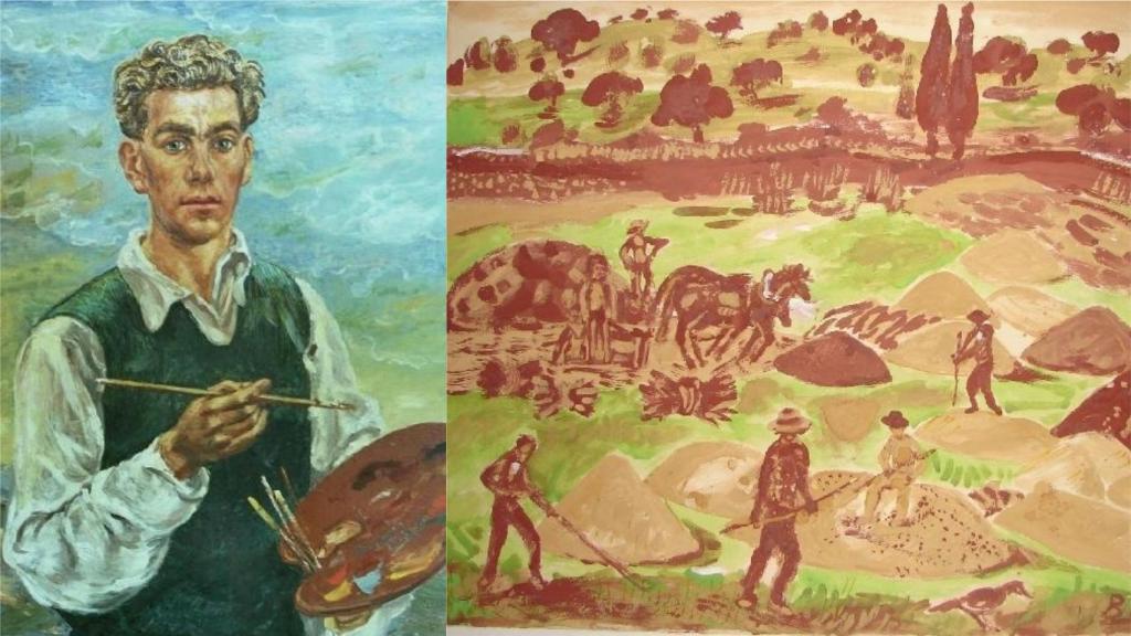 Autorretrato de Benjamín Palencia y 'Feria de ganado' (1977).