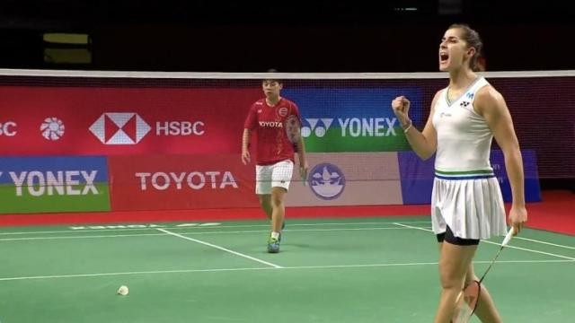 Carolina Marín, en un partido en el Abierto de Tailandia