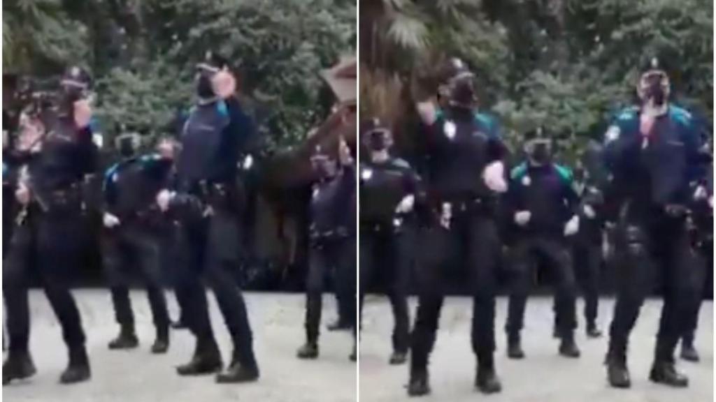 Dos momentos del vídeo de los policías coruñeses para apoyar a la Asociación Cáncer de Mama Metastásico.