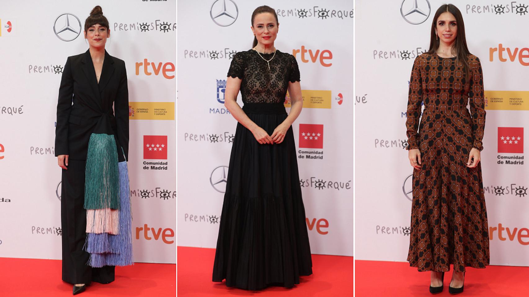 Belén Cuesta, Aitana Sánchez Gijón y Elena Furiase, en los premios Forqué 2021.