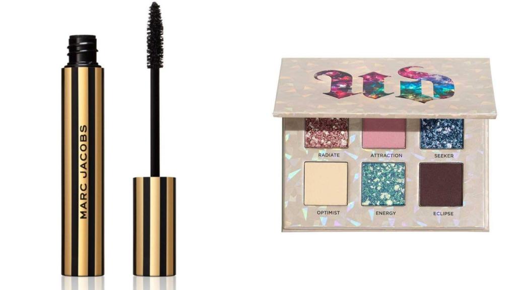 A la izquierda: la máscara de Marc Jacobs Beauty y, a la derecha, la paleta de Urban Decay.