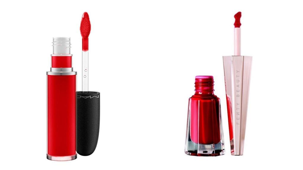 Los labios en color rojo y acabado mate triunfan esta temporada (a la izq. el labial de MAC y a la drcha. Fenty Beauty)