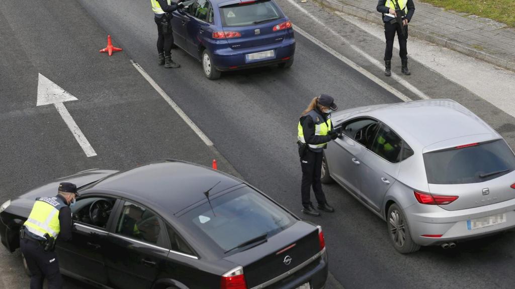 Un control de movilidad en Santiago de Compostela.
