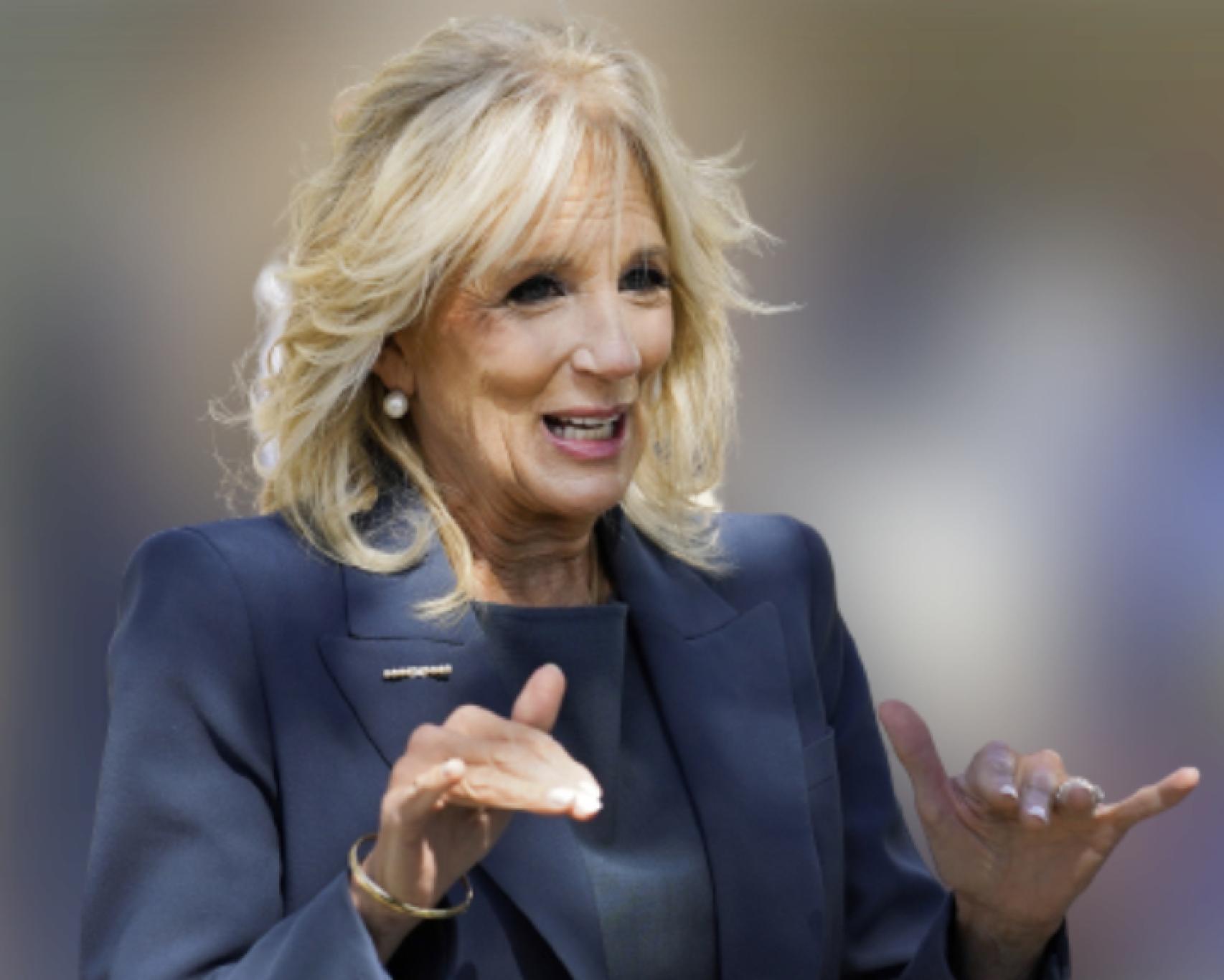 Jill Biden, durante un acto, con motivo de la campaña electoral de su marido.