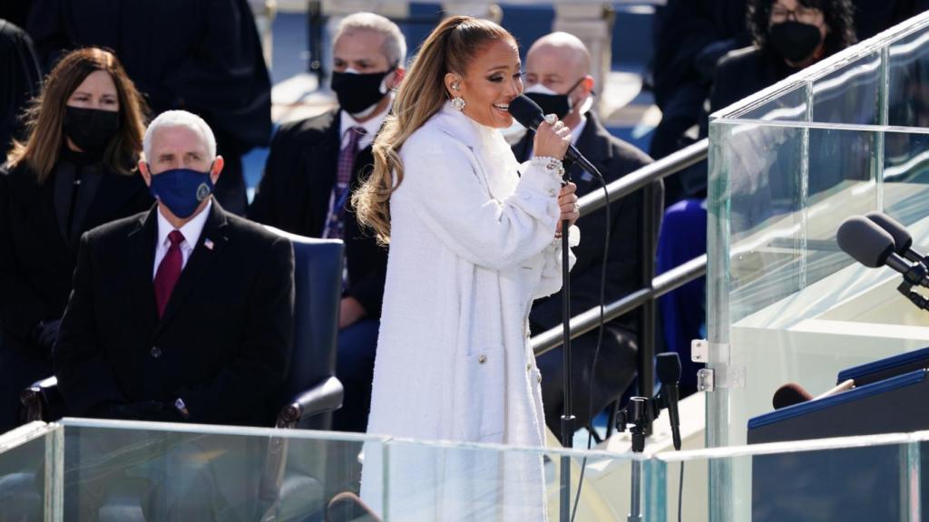 Jennifer Lopez, durante su actuación en la investidura de Joe Biden.