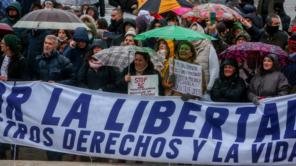 Una imagen de la marcha negacionista. del sábado.
